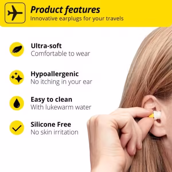 Alpine FlyFit Ear Plugs - Regulates air pressure to prevent eardrum pain - Soft filters designed for travel - Comfortable hypoallergenic material - Reusable earplugs - Image 5
