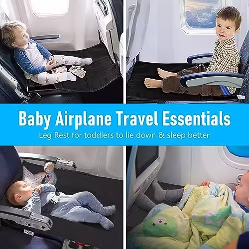 Runmeihe Toddler Airplane Bed, Portable Baby Airplane Seat Extender Travel Essentials for Flying with Kids, Toddlers Airplane Travel Accessories for Kids Rest Legs and Lie Down (Black) - Image 7
