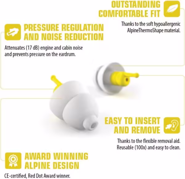 Alpine FlyFit Ear Plugs - Regulates air pressure to prevent eardrum pain - Soft filters designed for travel - Comfortable hypoallergenic material - Reusable earplugs - Image 3