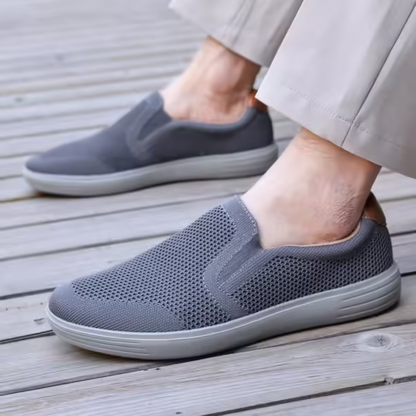 Puxowe Men's Slip On Loafer Mesh Breathable Trainers Comfy Casual Walking Shoes - Image 5