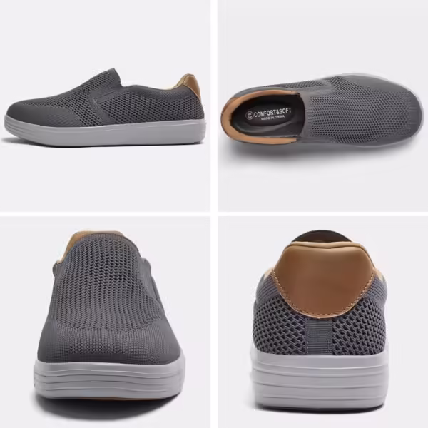 Puxowe Men's Slip On Loafer Mesh Breathable Trainers Comfy Casual Walking Shoes - Image 4