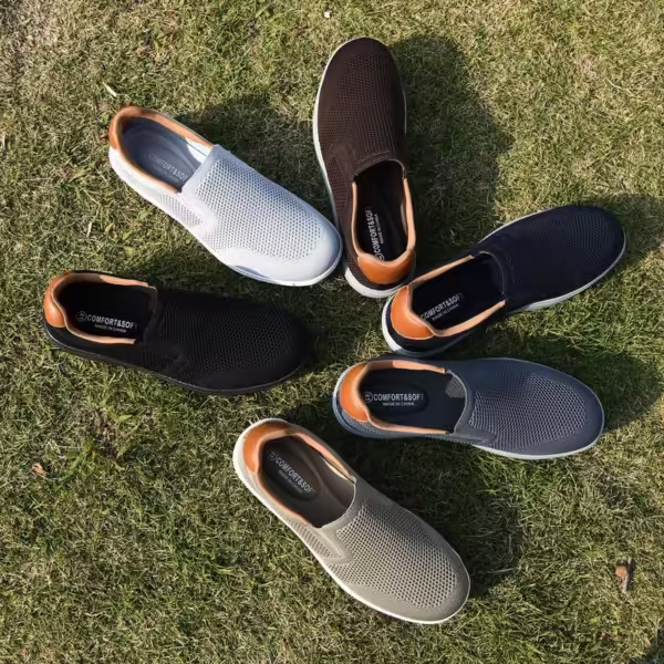 Puxowe Men's Slip On Loafer Mesh Breathable Trainers Comfy Casual Walking Shoes - Image 7