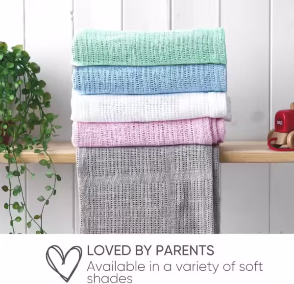 Bloomsbury Mill - Twin Pack - 100% Pure Organic Cotton - Extra Soft Cellular Baby Blankets – Swaddle Blanket – Baby Essentials for Newborn – Cot Bed/Pram/Travel/Moses Basket – Mint Green - Image 3